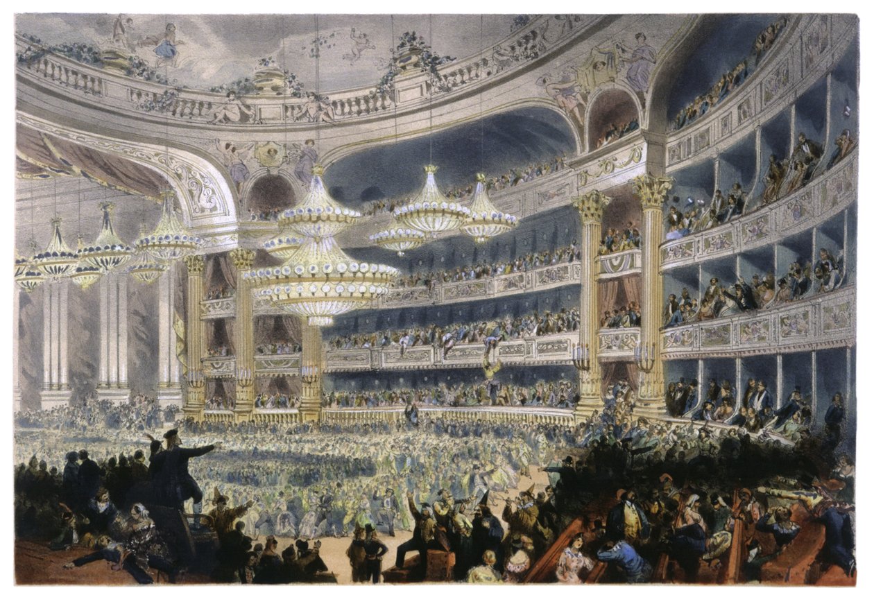パリのバル、1870年頃（リトグラフ） 作： 無名の画家