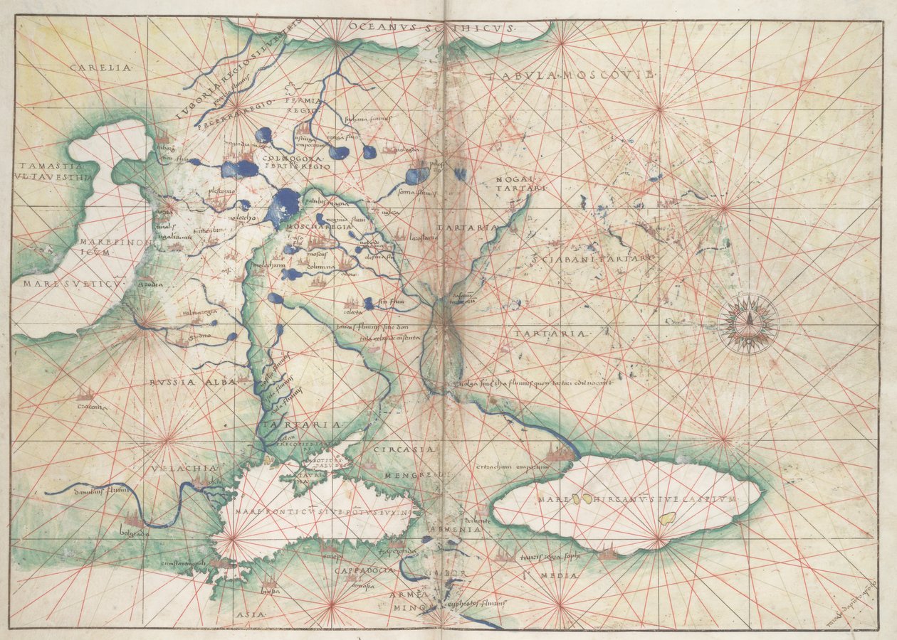 バッティスタ・アニェーゼ『PORTOLAN ATLAS』（イタリア、1550年頃） 2 作： 無名の画家