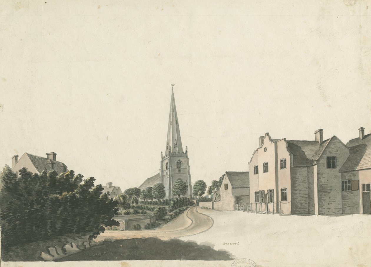 Brewood Grammar School：色ペン画、nd [？19セント] 作： 不明