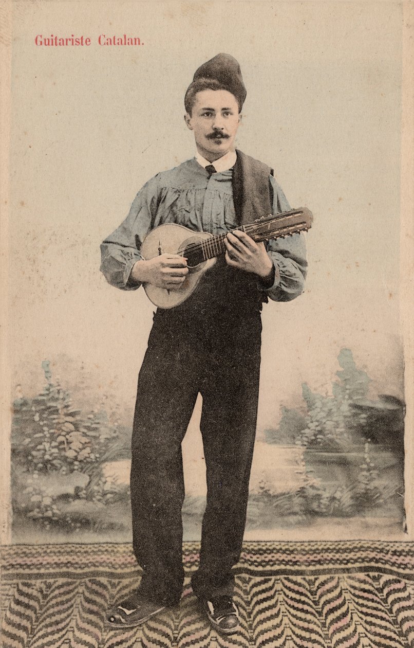 カタロニアのギタリスト、1910年頃（はがき） 作： 無名の画家