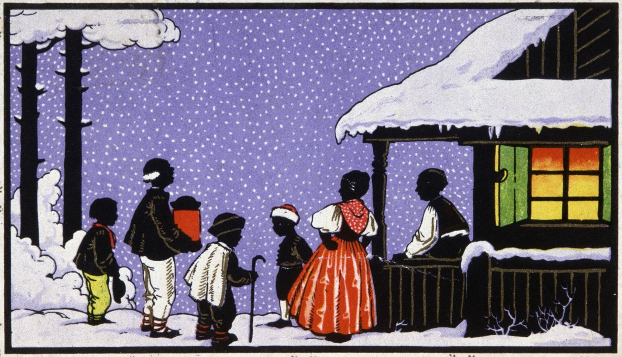 オーストリアの村でのクリスマス・パーティー、1910年頃（絵葉書） 作： 無名の画家