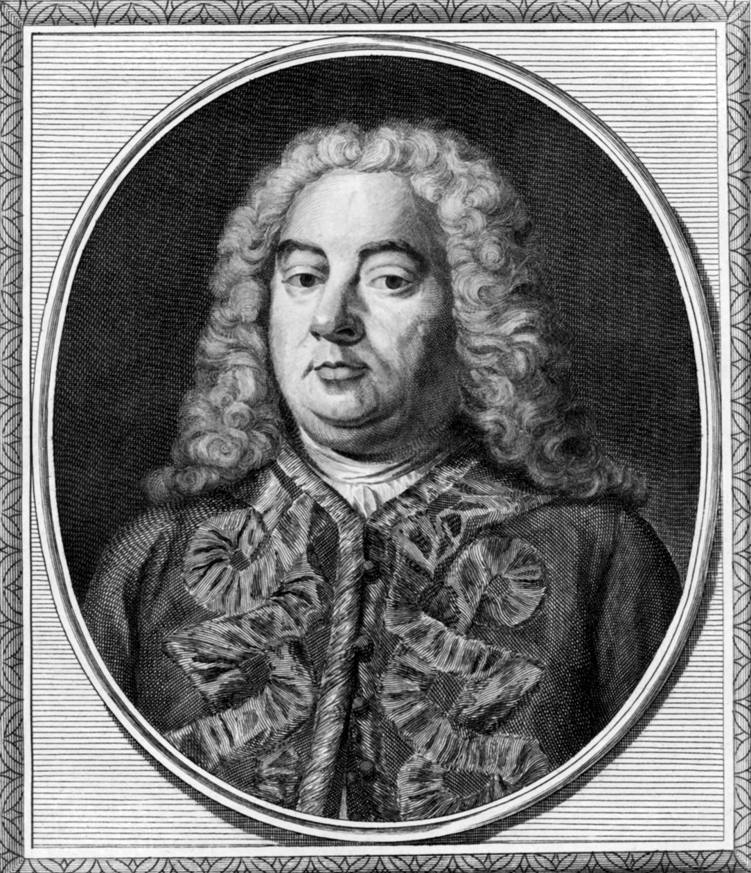 作曲家ジョージ・ヘンデル、1750年頃のロンドン（モノクロ写真 作： 不明