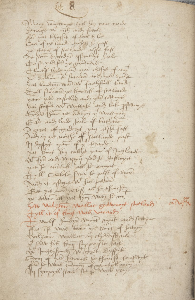 ウィントゥーンのアンドリュー・クロニクルのコピー、Fol319の裏面、詳細、1550年頃（紙にインク 作： 不明