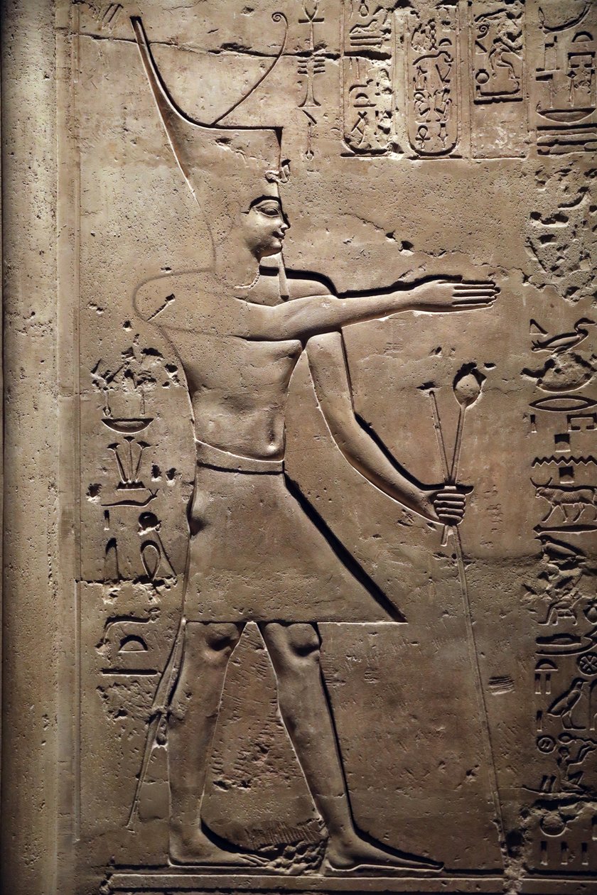 エジプト、メダムド、モントゥ寺院の扉、詳細、紀元前 221 ～ 205 年 作： 無名の画家