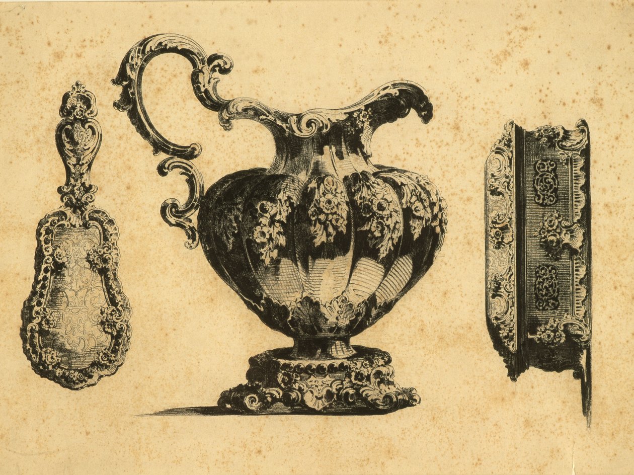 パベル（ポール）・グリゴーリエヴィチ・デミドフ王子（1738-1821）による3つの美容アクセサリーを描いたエングレービング 作： 不明