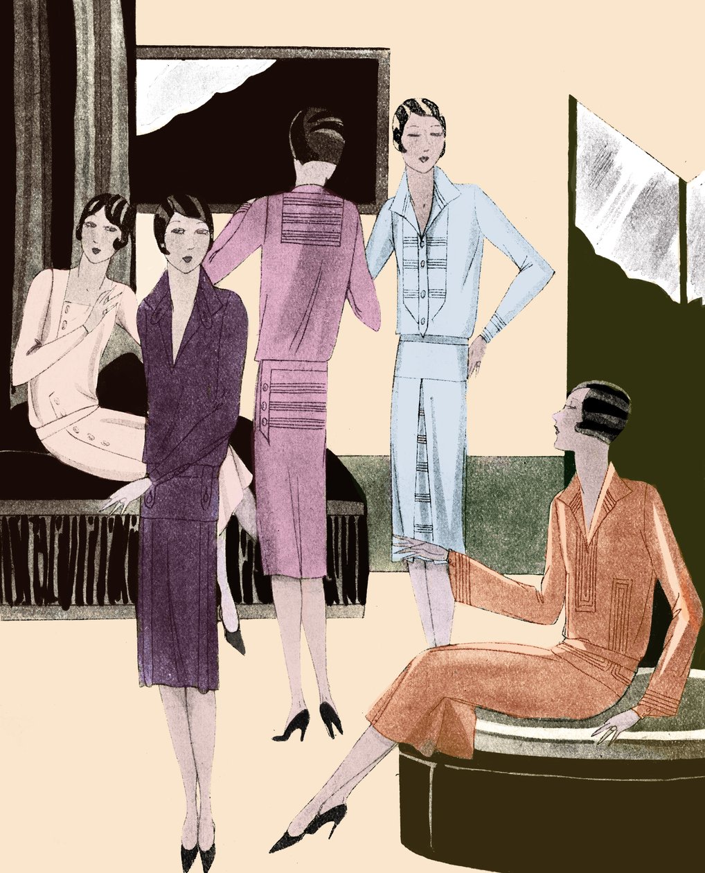 1928年春のファッション・ドレス 作： 無名の画家