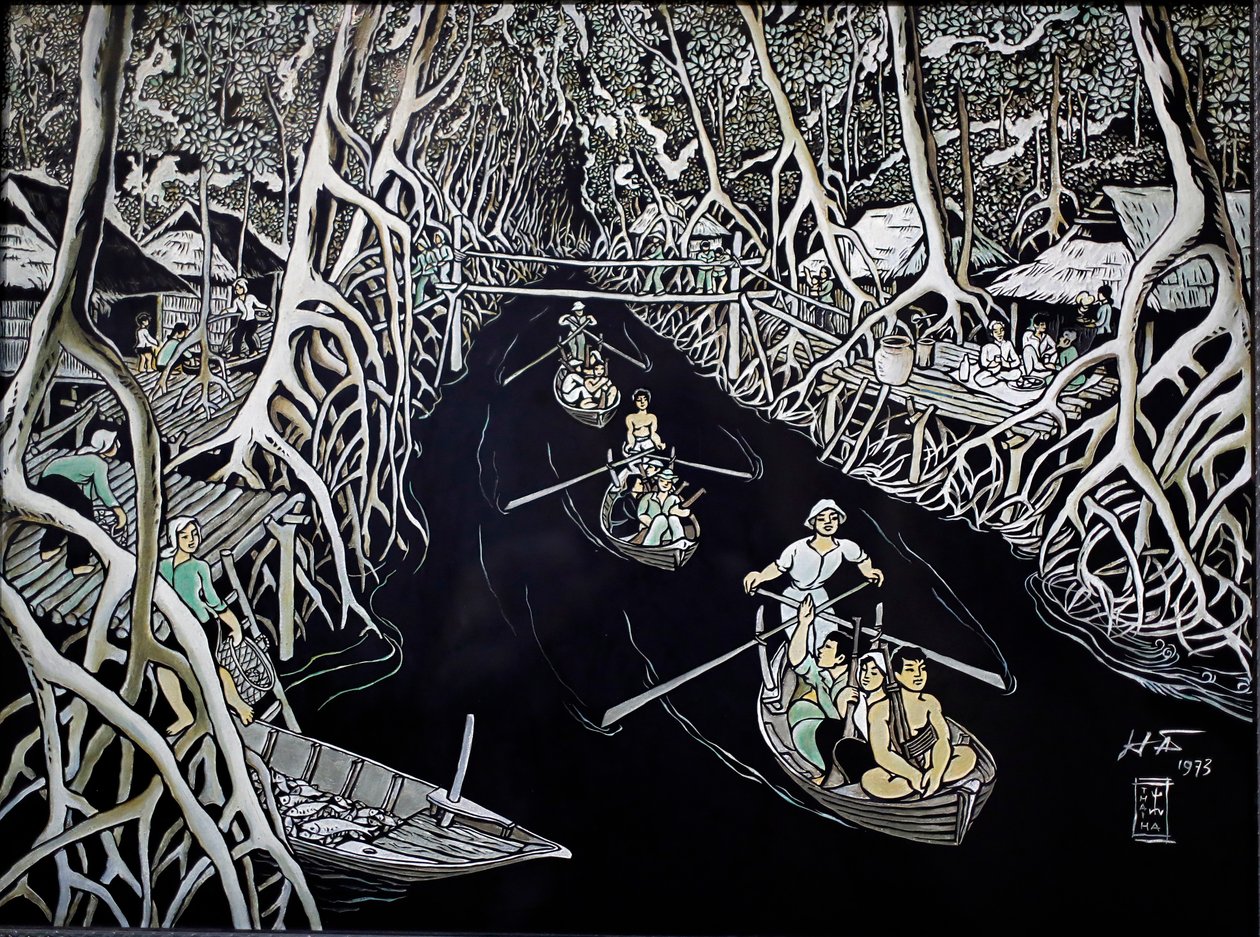 美術博物館「Ca Mau Guerrillas By Thai Ha」 漆の彫刻、ベトナム・ホーチミン市、2018年 作： ヨーゼフ・エベルツ
