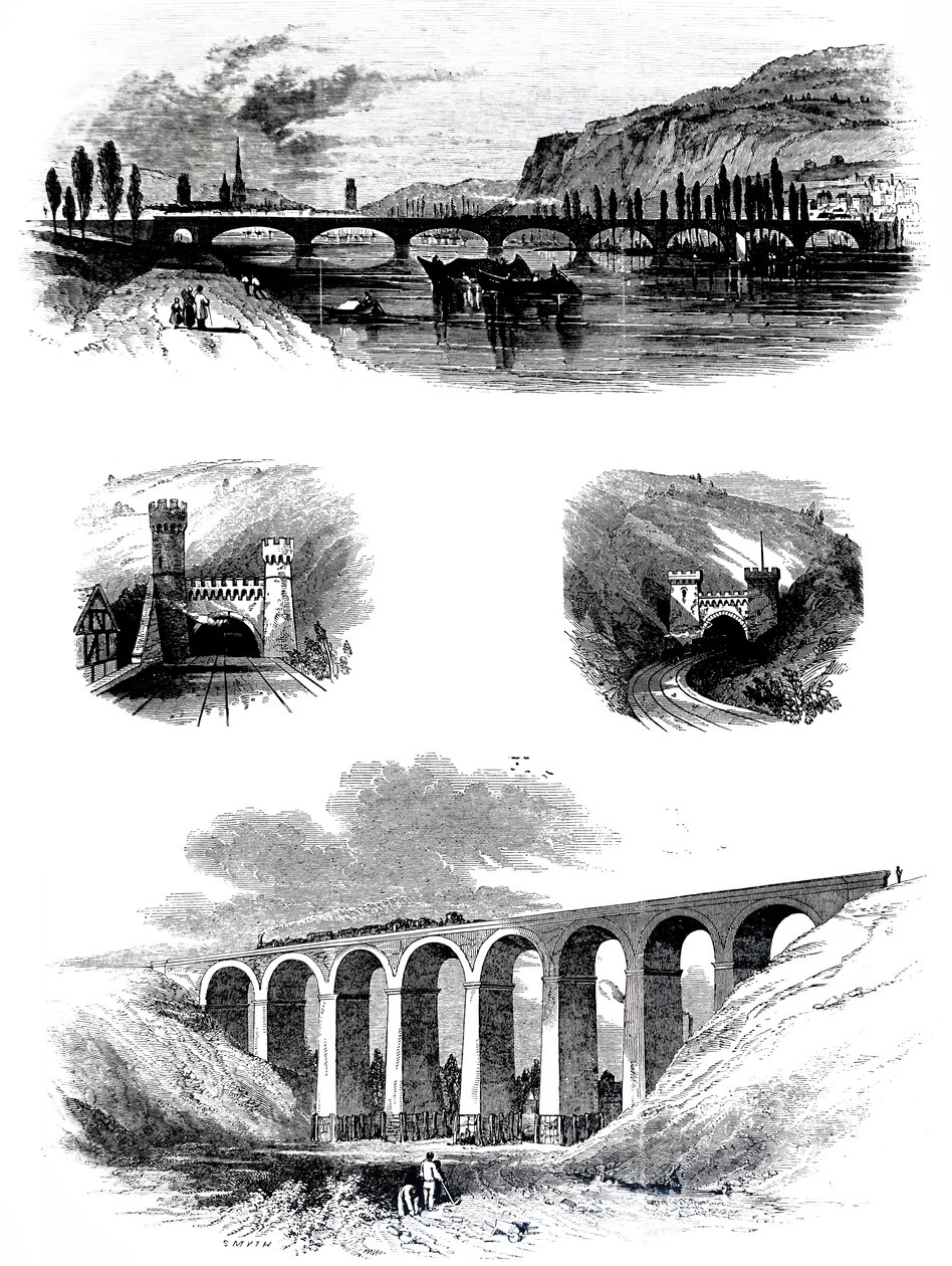フランスの鉄道橋。 作： 不明