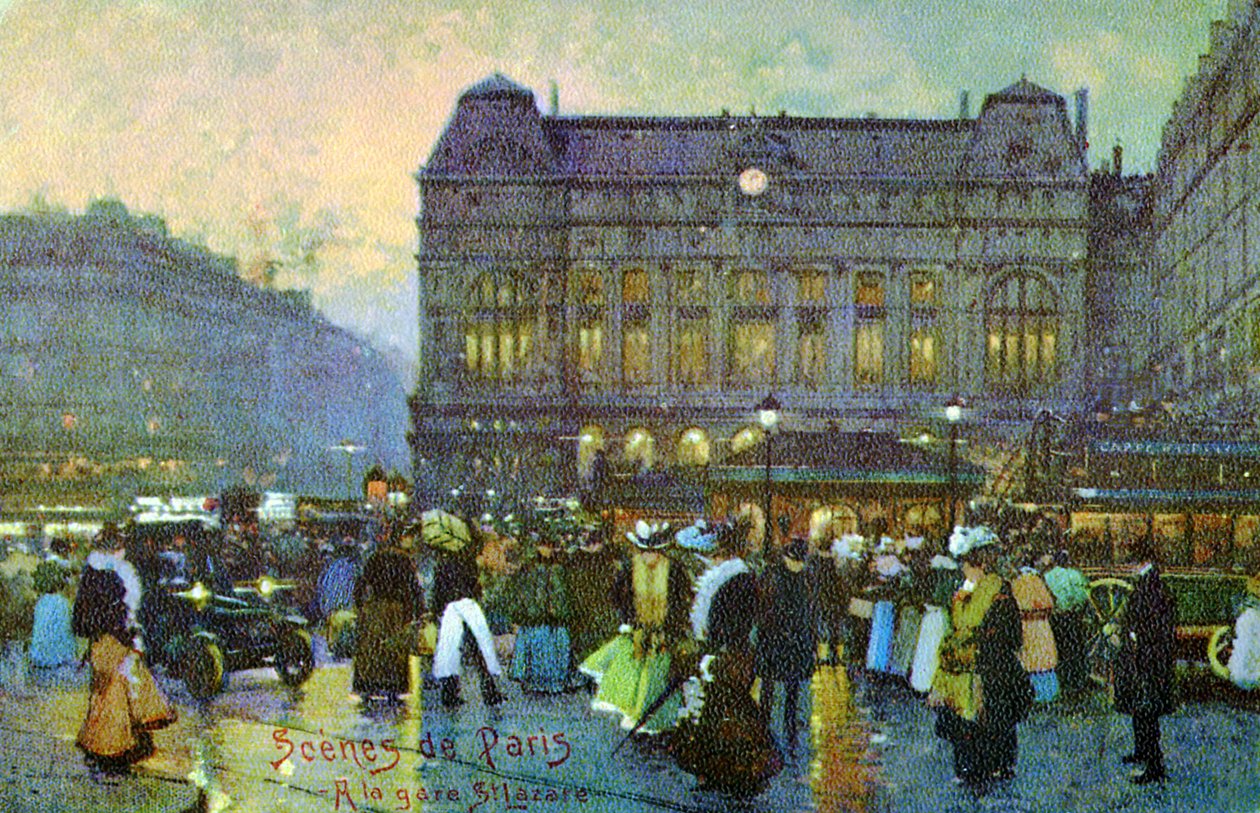 1900年頃、パリ、サンラザール駅。 作： 無名の画家