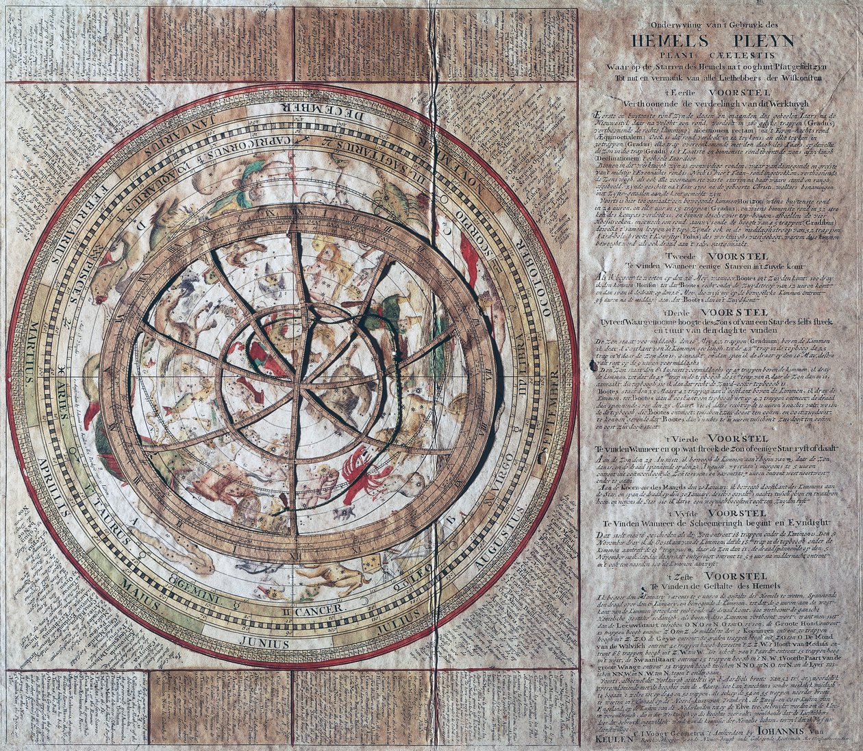 Hemels Pleyn Plani Caelestis, 天球と天体望遠鏡, 1680年頃, Johannes van Keulen (1654-1715)作, 銅版画, アムステルダムで出版された。 作： 無名の画家