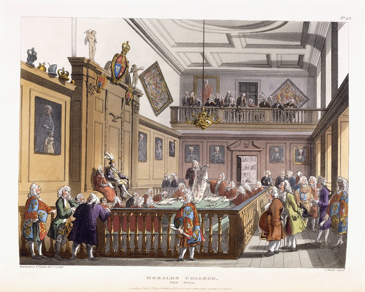 ヘラルドカレッジ：ホール、「The Microcosm of London」、1808-1810 作： 不明