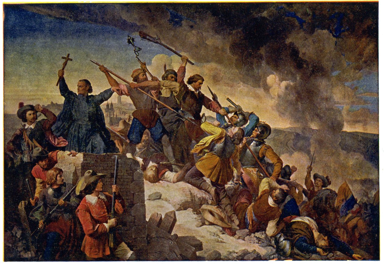 Histoire. Tšekki (Böömi). Kolmikymmenvuotinen sota. Prahan puolustaminen Hans Christoff von Königsmarckin johtaman Ruotsin armeijan edessä, 25. heinäkuuta 作： 無名の画家