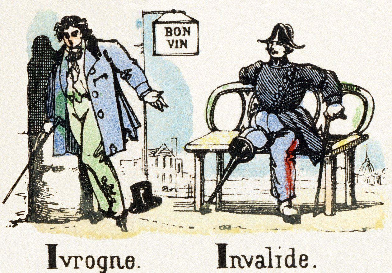 I-Ivrogne Invalide-アルファベット-子供の娯楽-イメージエピナル、人気のあるセリエc.1890（イラスト） 作： 不明
