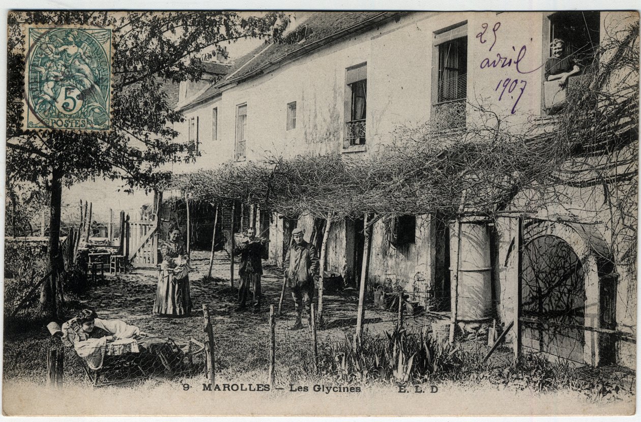 イル・ド・フランス、ヴァル・ド・マルヌ（94）、マロレ・アン・ブリー（Marolles-en-Brie）。Les Glycines - 1907年のポストカード 作： 不明