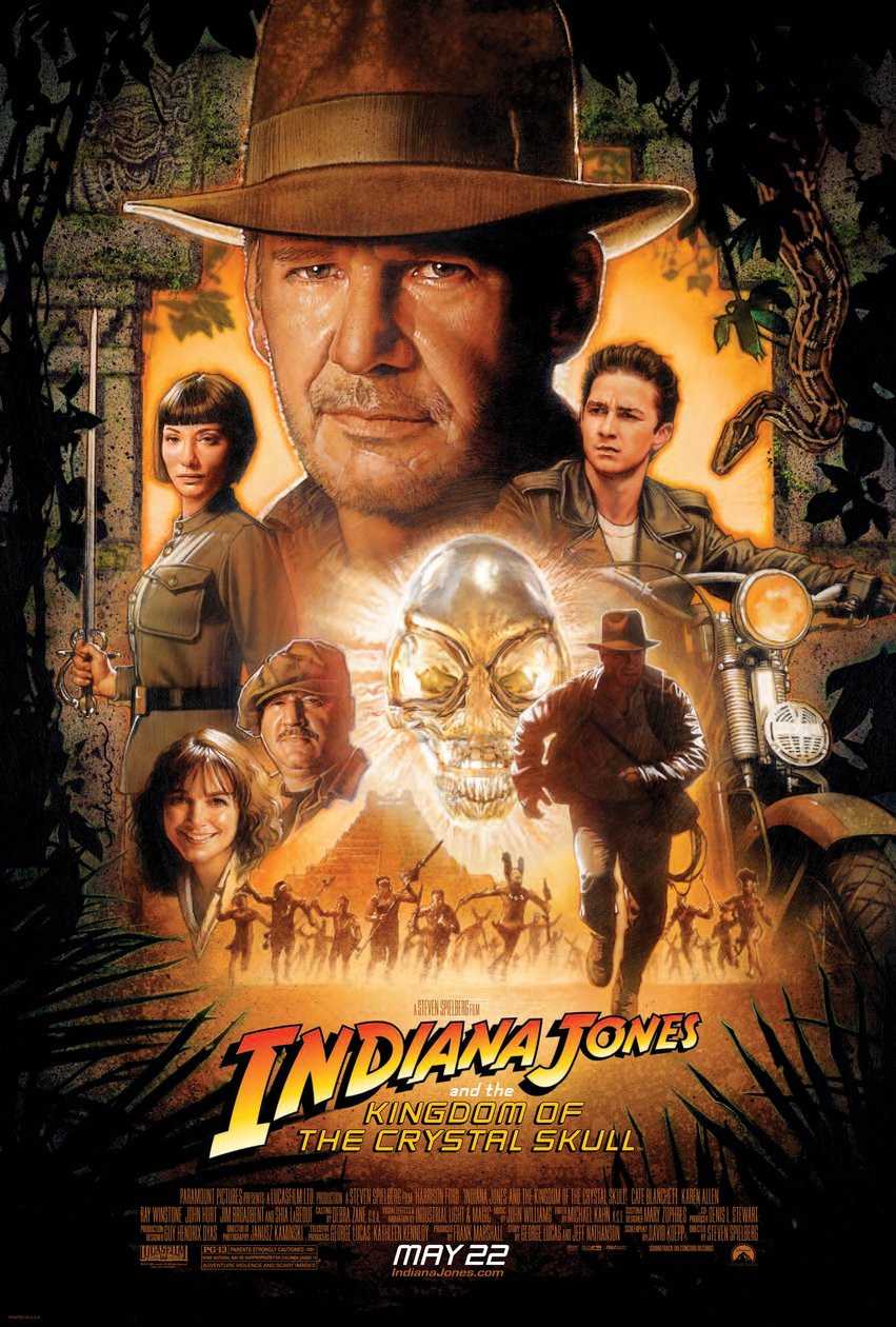 Indiana Jones e o Reino da Caveira de Cristal por Steven Spielberg, 2008 (cartaz) 作： 無名の画家