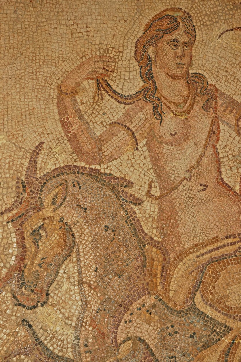 リビア、ジェイソン・マグヌスの別荘にあったニンフとサテュロスのローマ式モザイク画 作： 不明