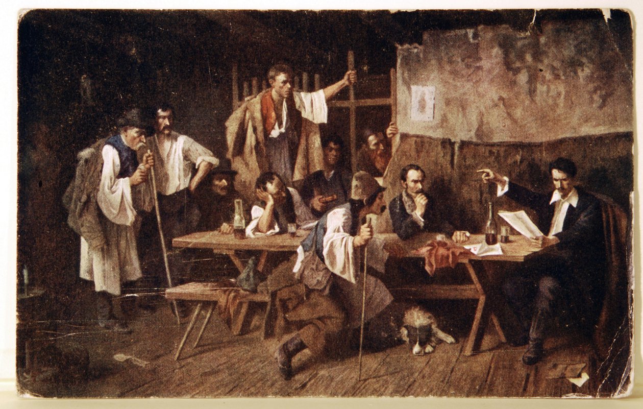 文学。 ハンガリーの詩人ペトフィ、1848年頃のポストカード、ハンガリー、1900年頃（ポストカード） 作： 無名の画家