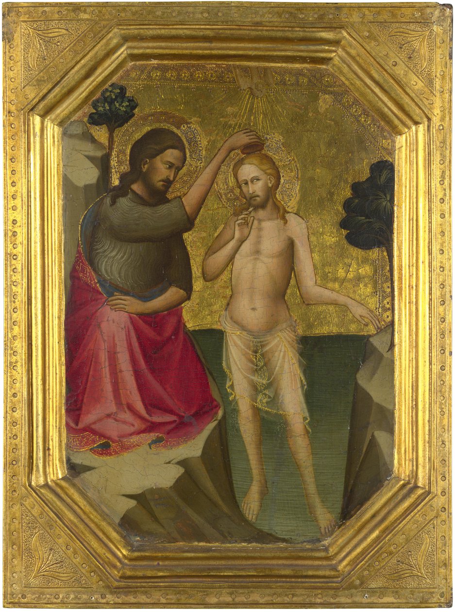 ロレンツォ・モナコキリストの洗礼、1387-8年、ロンドンNG 作： 無名の画家