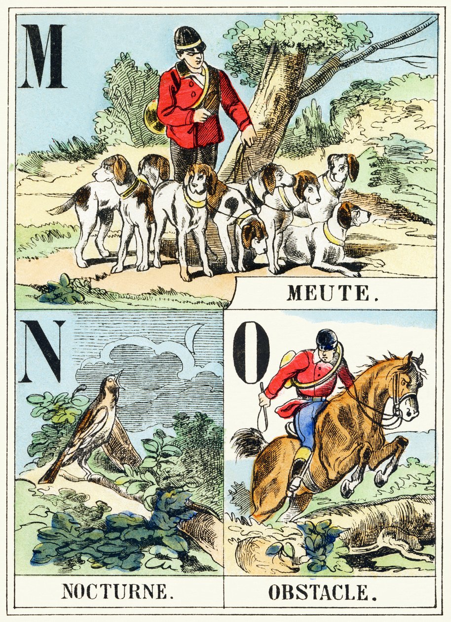 MNO：Meute、Nocturne、Obstacle-The Hunting Alphabet、c.1890（彫刻） 作： 不明
