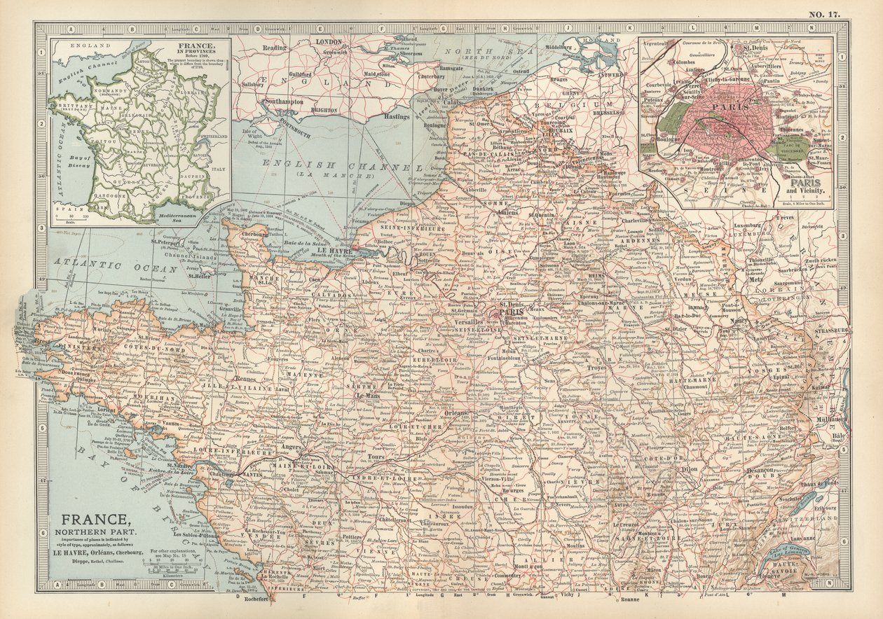1900年頃のフランス地図（エングレーヴィング）