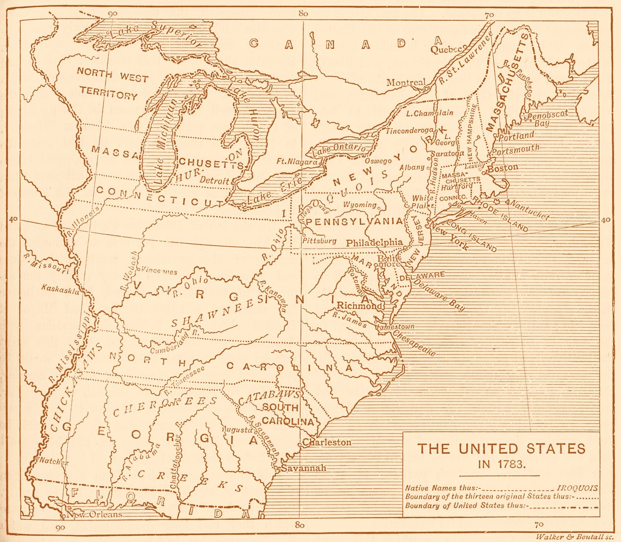 独立後のアメリカ合衆国の地図 作： 無名の画家