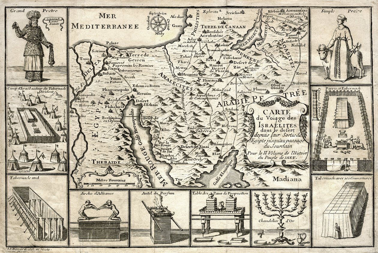 エジプトを出てからのイスラエルの民の旅の地図 作： 無名の画家