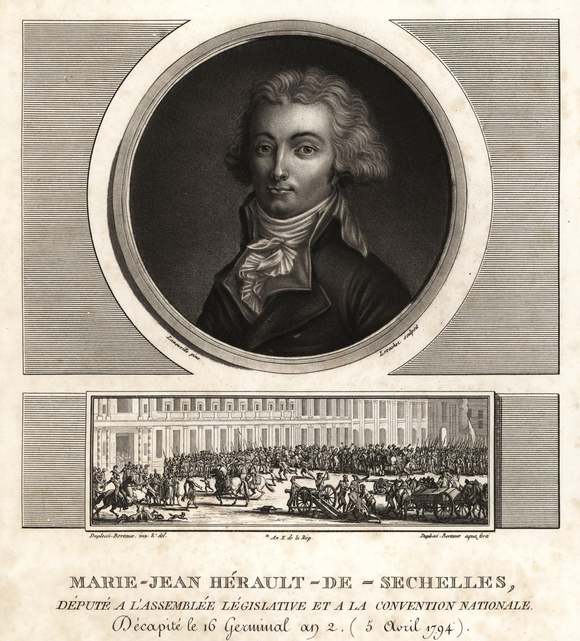 Marie-Jean Herault de Sechelles (1759-1794), フランスの裁判官、政治家、恐怖政治でギロチンにかけられる 作： 不明