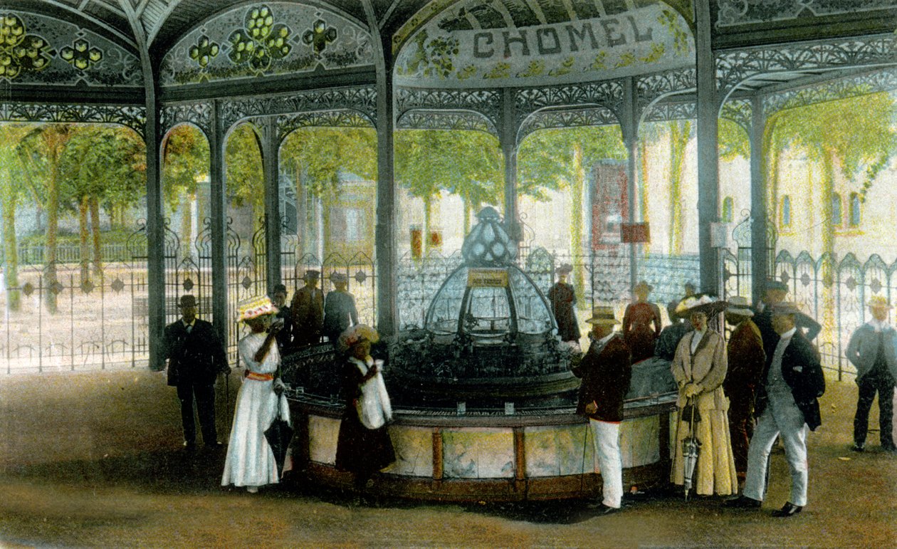 薬。 フランスのヴィシーにあるショメルの泉。 はがき、フランス、1900 年頃。 作： 無名の画家