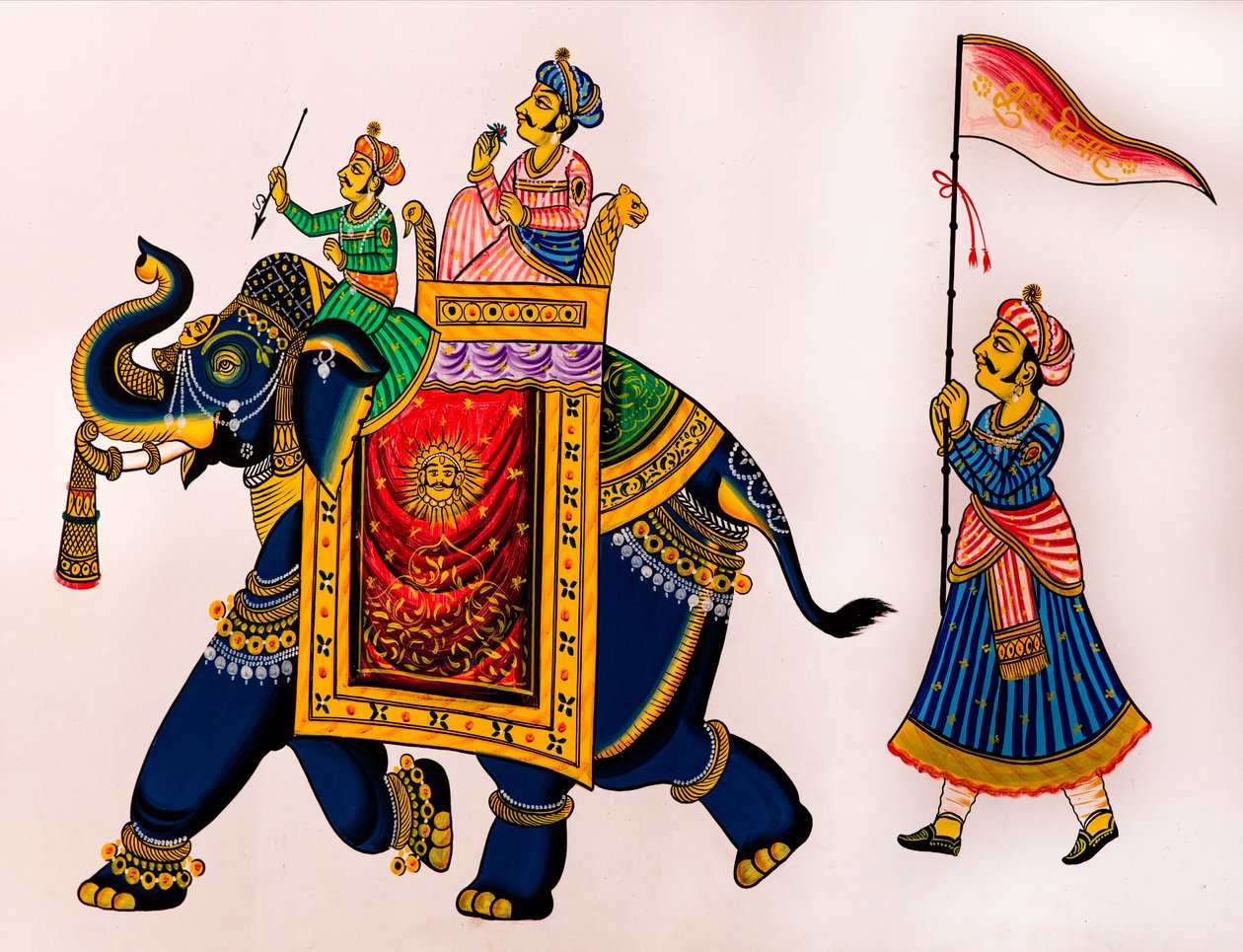 Pintura mural na cidade velha, Udaipur, Udaipur, Rajasthan, Índia, Ásia (foto) 作： 無名の画家