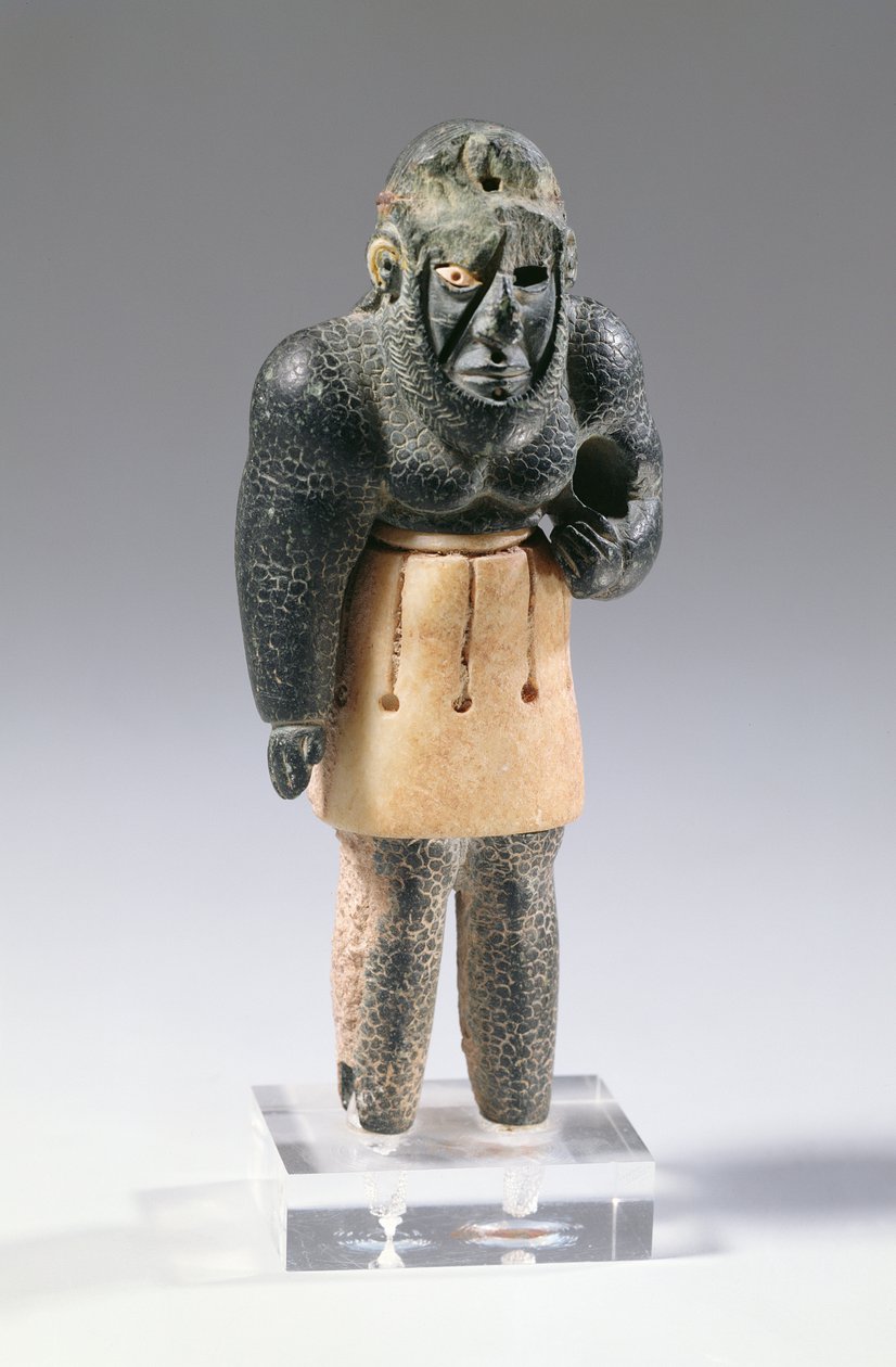 紀元前2200年頃の山の神話上の天才（石灰岩と緑泥石、隕鉄の髪飾り 作： 不明