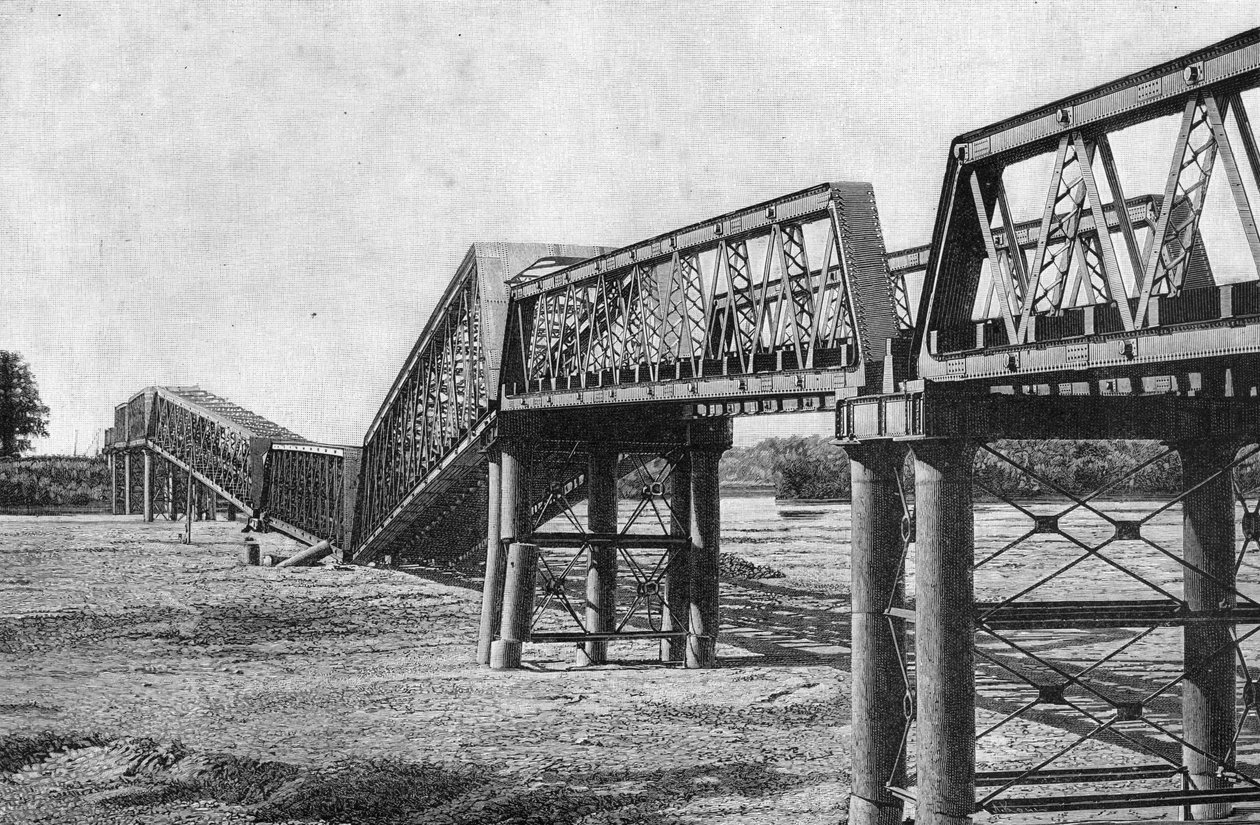 10月23日に発生した東日本大震災の長良川鉄橋 作： 不明