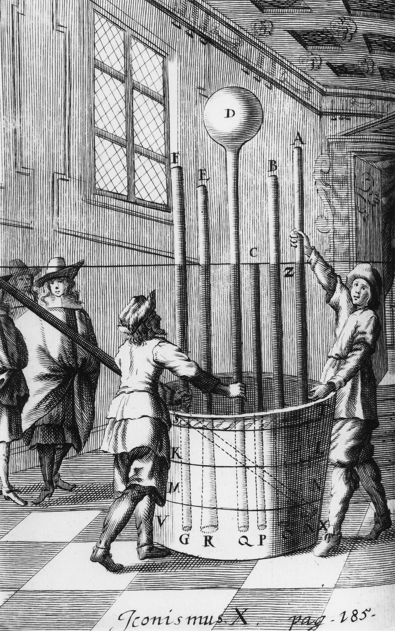 物理学、実験、1800年以前 トリチェリの気圧計の実験 作： 不明