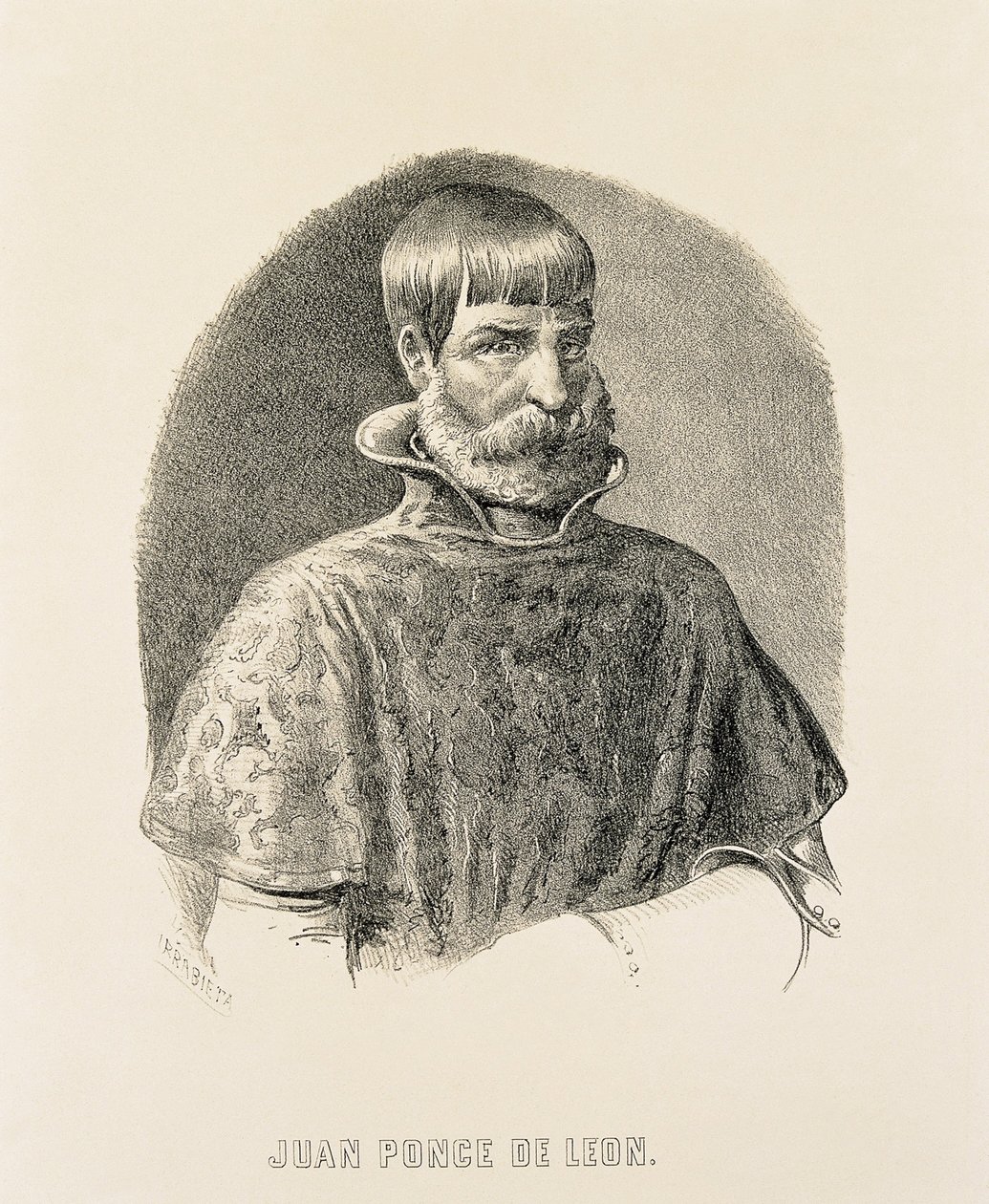 ポンセ・デ・レオン、フアン（1460-1521）。スペインのプエルトリコ征服者（1508年）、フロリダ発見者（1502年）（エングレーヴィング） 作： 無名の画家