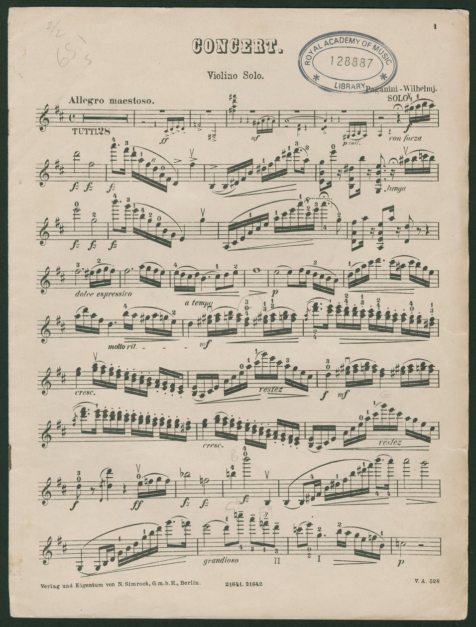 パガニーニ ヴァイオリン協奏曲第1番 作品6 作： 無名の画家