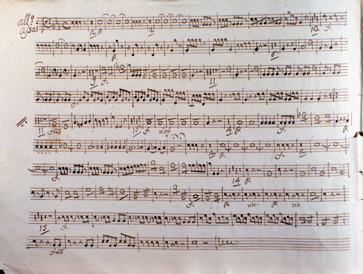 プレイエルの協奏交響曲の楽譜のページ 作： 無名の画家