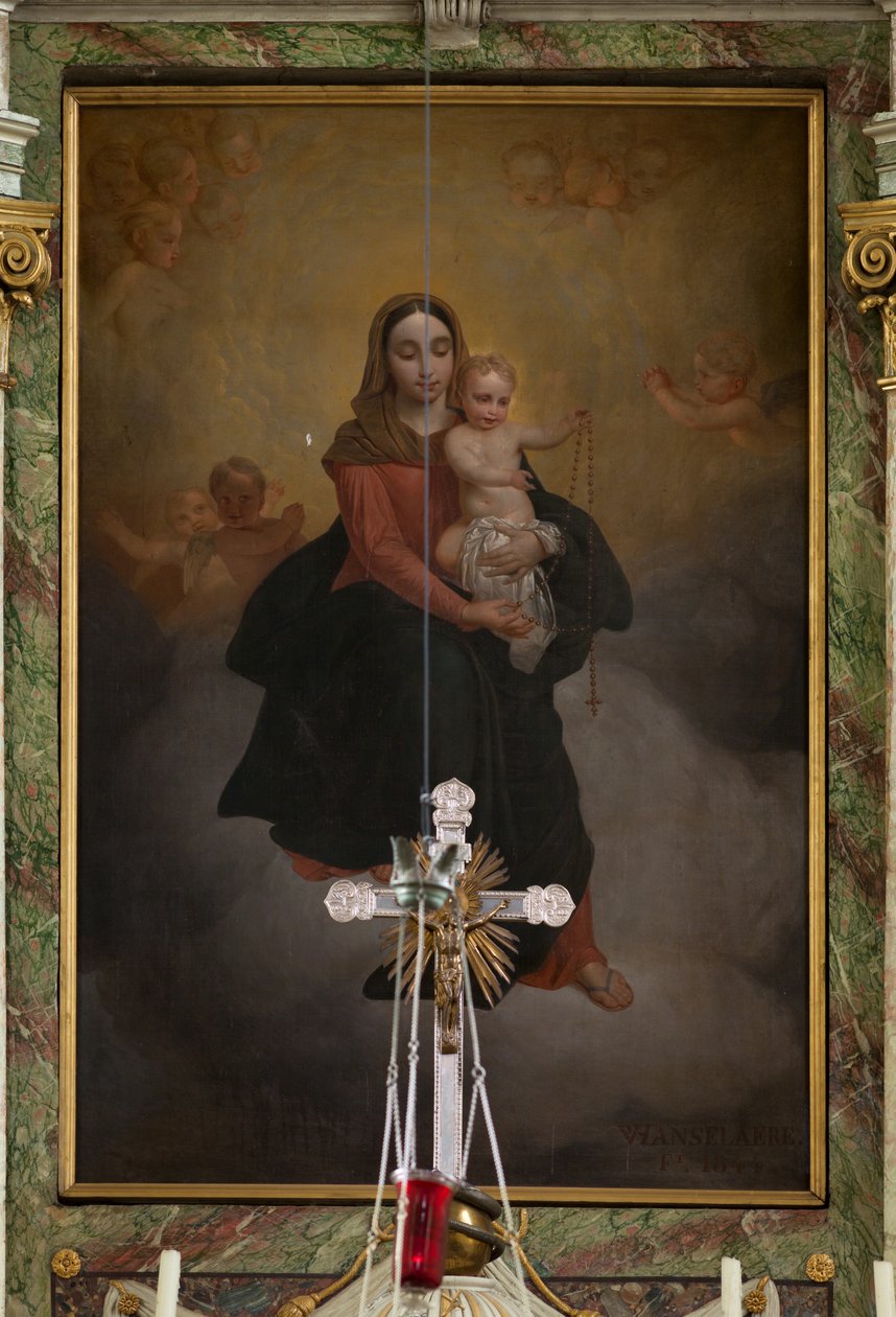 教区教会 (Sint-Machutuskerk Wannegem)。 インテリア。 高い祭壇。 ペインティング。 1844年にヴァン・ランセラーレに署名。 作： 無名の画家
