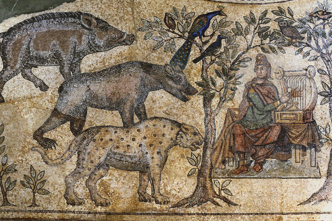 Picardy 073 - Laon - House of Associations - Roman Mosaic of Blanzy - "Orphee charm the animals" 作： 不明