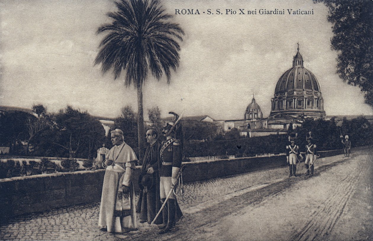ローマの街を歩く教皇ピウス10世（1835-1914） - ポストカード 1903-1914年 作： 無名の画家