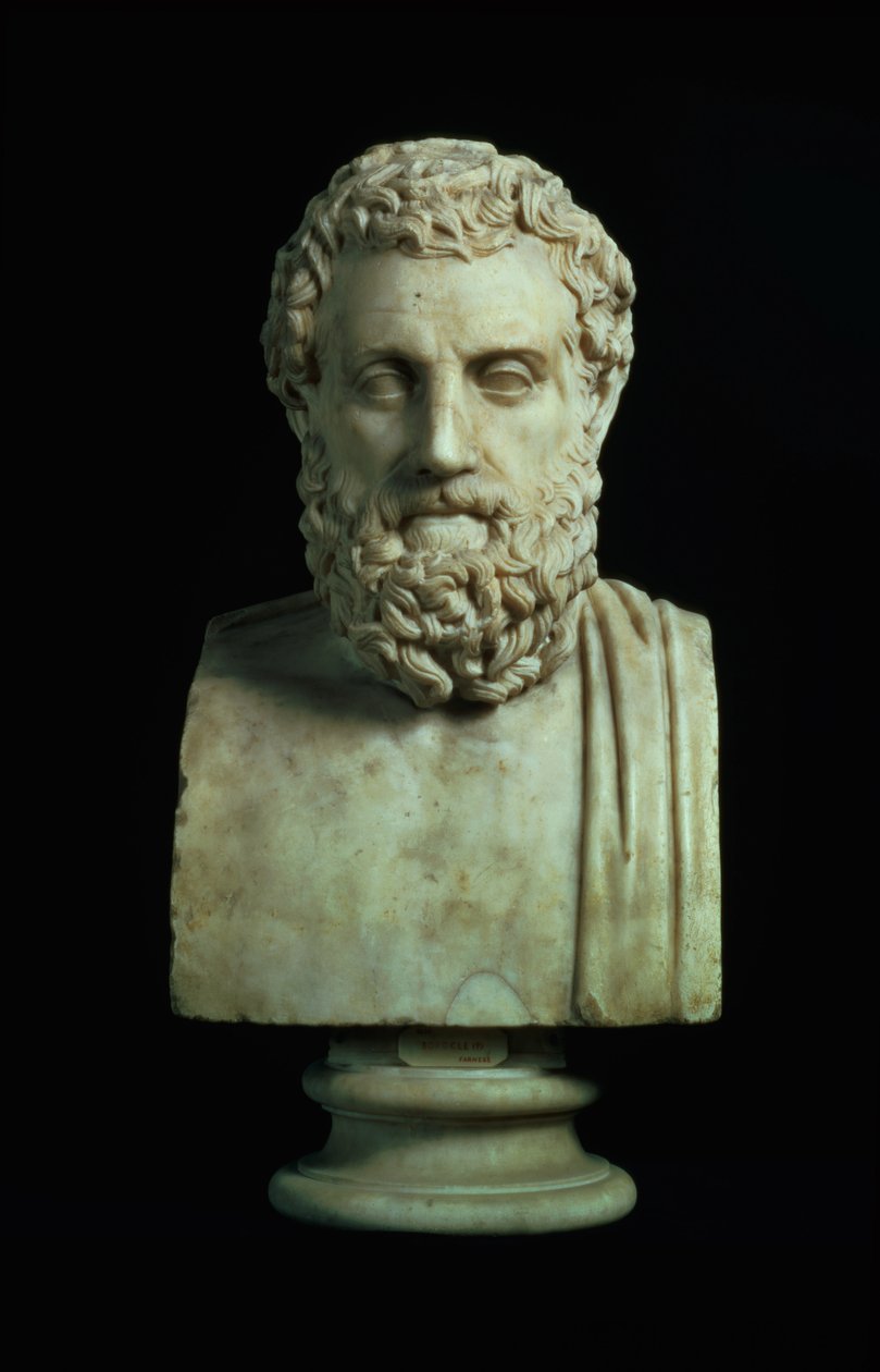 ソフォクレス（紀元前496～405年頃）の肖像胸像、紀元前4世紀のギリシャの原型のコピー（大理石製 作： 不明