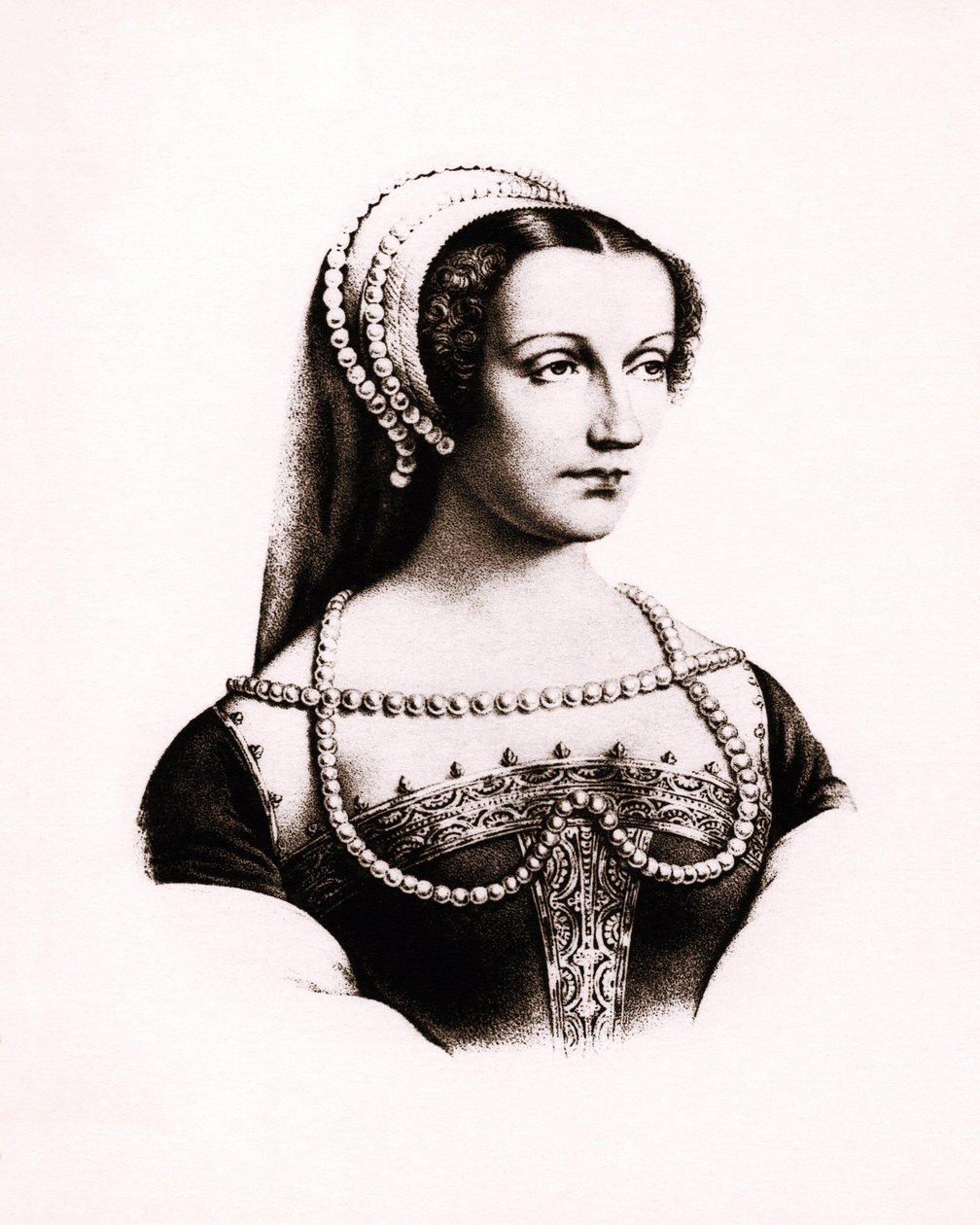 フランス王妃クロード・ド・フランスの肖像（1490-1524）、エングレーヴィング、sd. 作： 無名の画家
