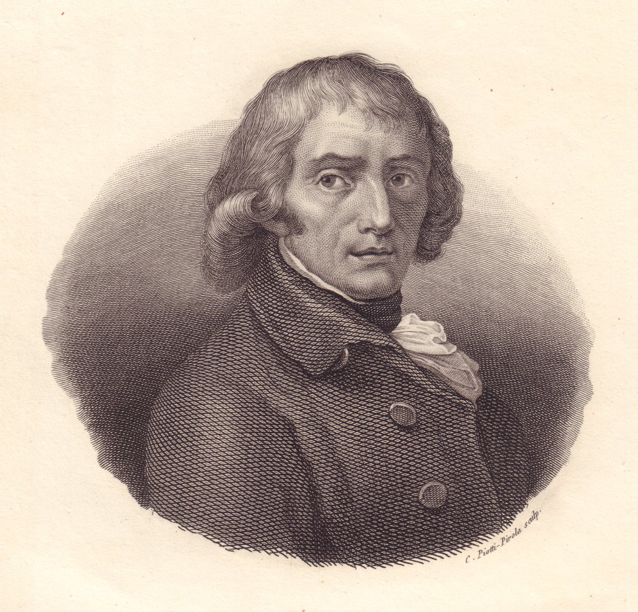 イタリアの詩人ジュゼッペ・パリーニ（1729-1799）の肖像、アンドレア・アッピアーニのデッサンをもとにピオッティが作成した銅版画 作： 無名の画家