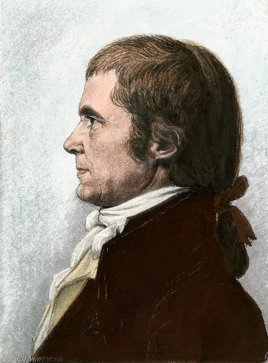 ジョン・マーシャル（1755-1835）の肖像 アメリカの弁護士、政治家、合衆国最高裁判所長官。シャルル・フェヴレ・ド・サン・メマン（1770-1852）の絵画をもとにした19世紀のリトグラフ。 作： 無名の画家