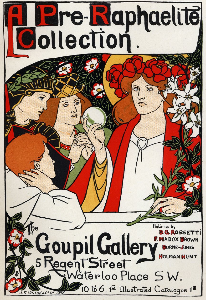 グーピル・ギャラリーでのラファエル前派展、ロンドン、1897年頃（ポスター） 作： 無名の画家