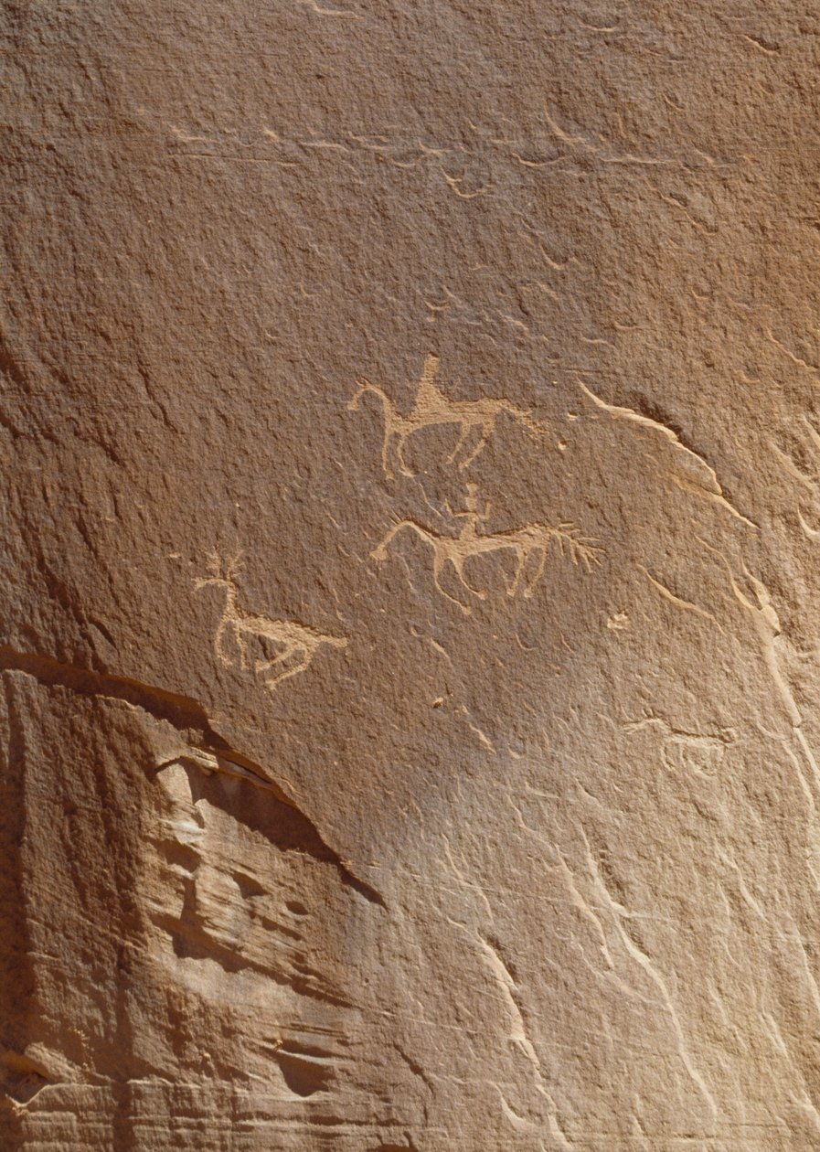 岩の彫刻、Ledge Ruin、Canyon de Chelly National Monument、米国アリゾナ州 作： 無名の画家