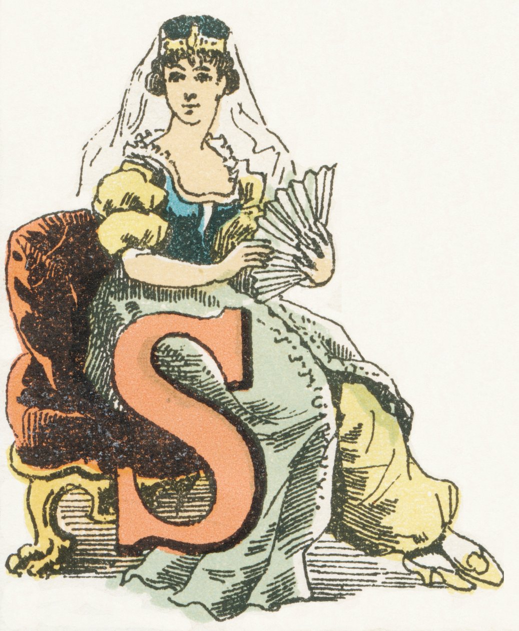 S - Sultane - Childish Alphabet, Editions Gordinne 1920 (carving) 作： 不明