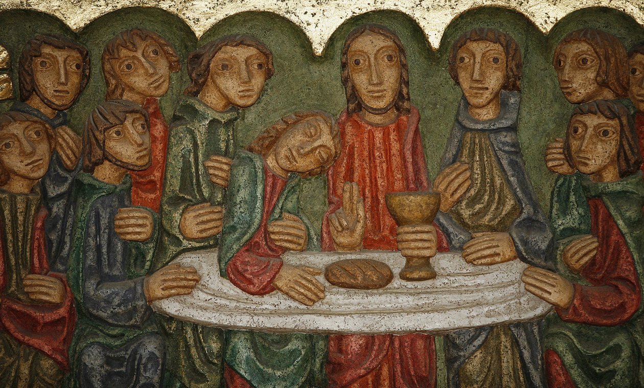 サン・サムソン大聖堂主祭壇彫刻：最後の晩餐（Claude Gruer 1980年）、フランス、ドル＝ド＝ブルターニュ地方 作： 不明