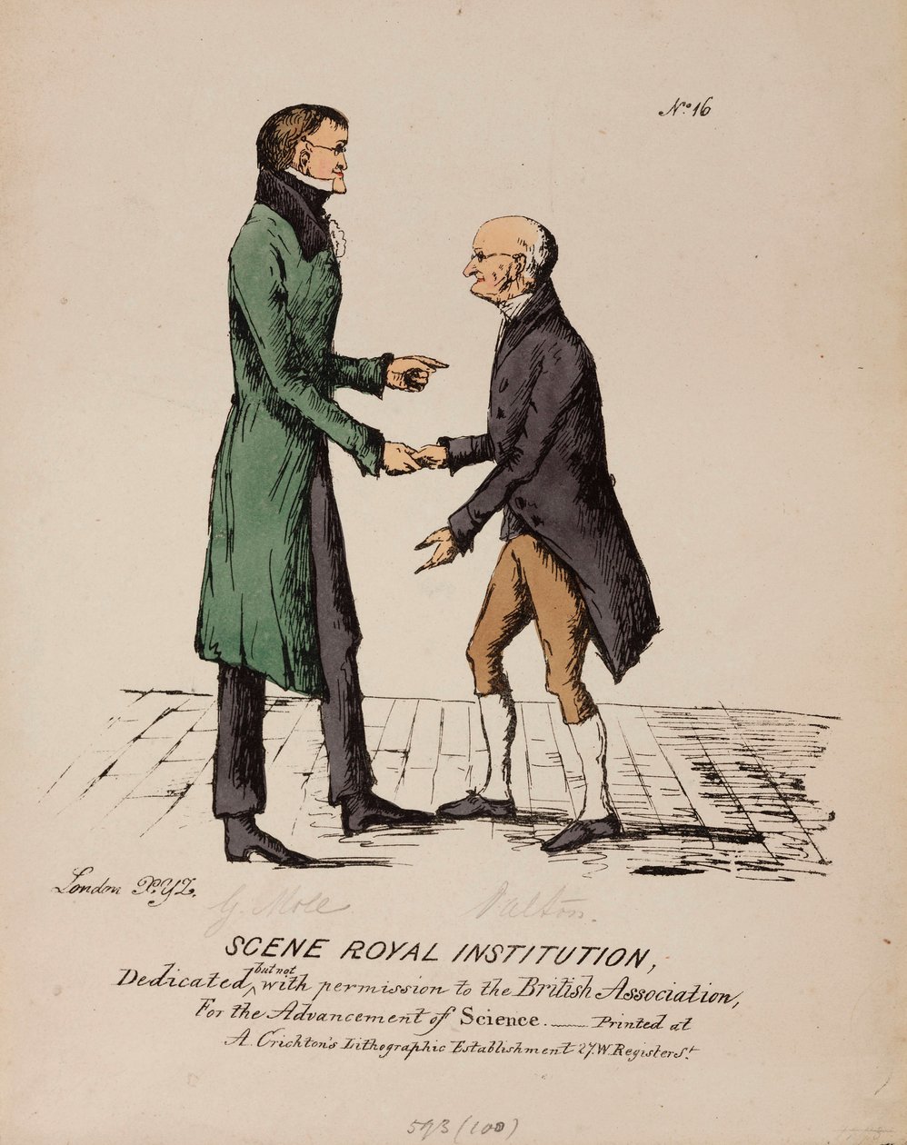 シーン ロイヤルインスティテュートゲリット・モールとジョン・ダルトン 1831-1840年頃 作： 不明