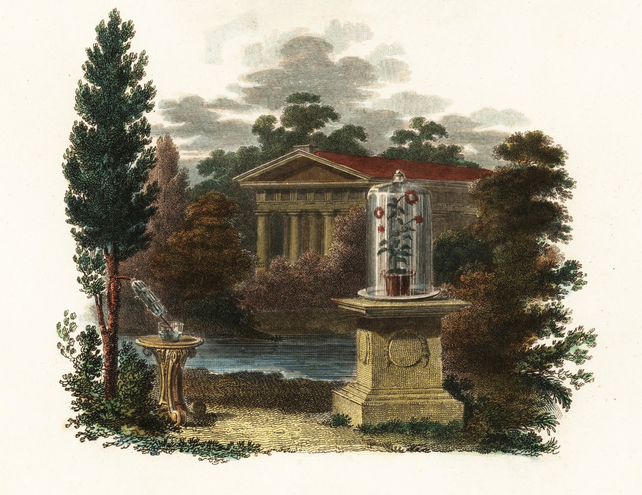 庭でのスティーブン・ヘイルズの科学的発明.1802（彫刻） 作： 無名の画家