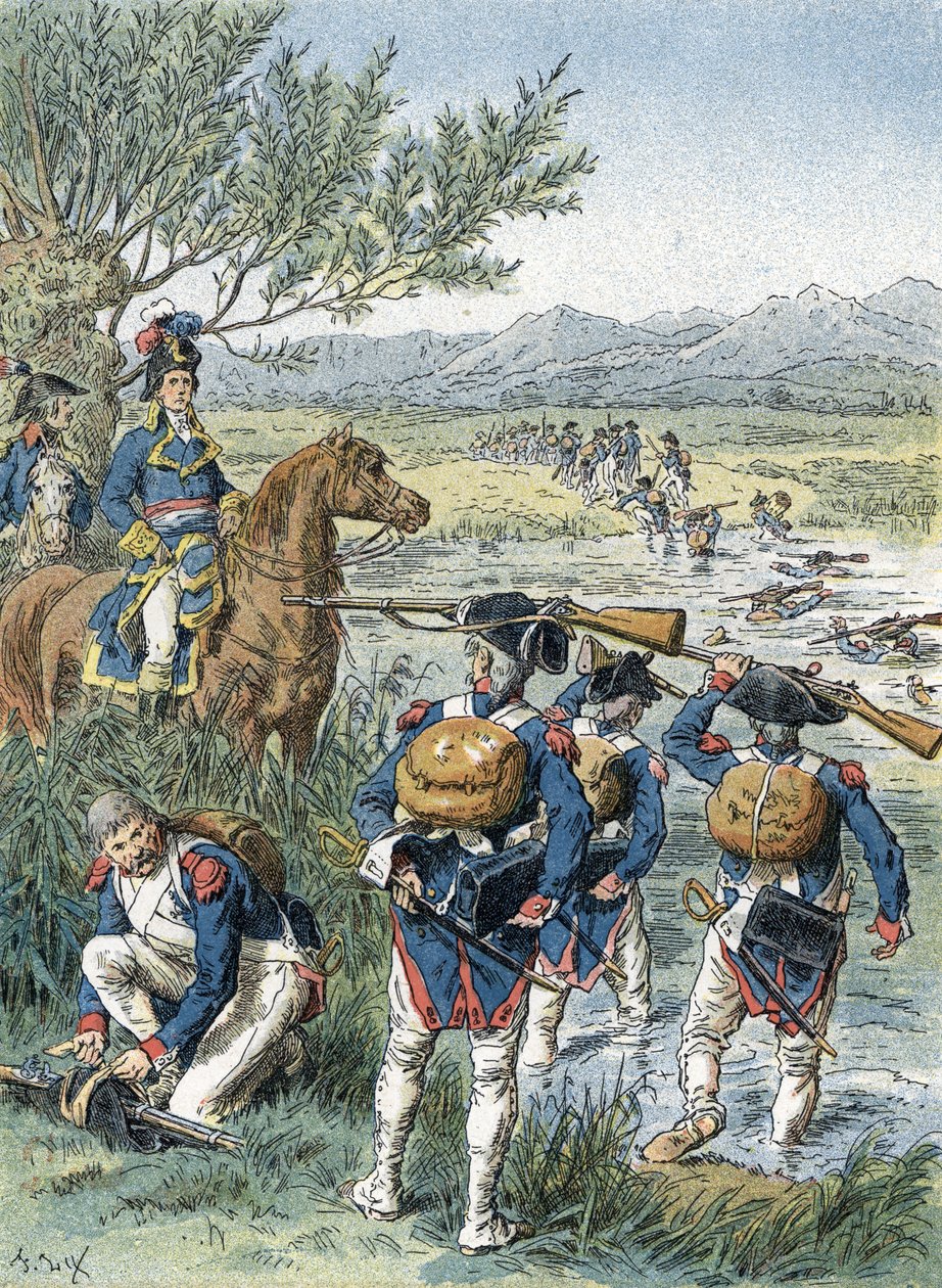 第二次チューリッヒの戦い、リマト交差点 (1799) 作： 無名の画家