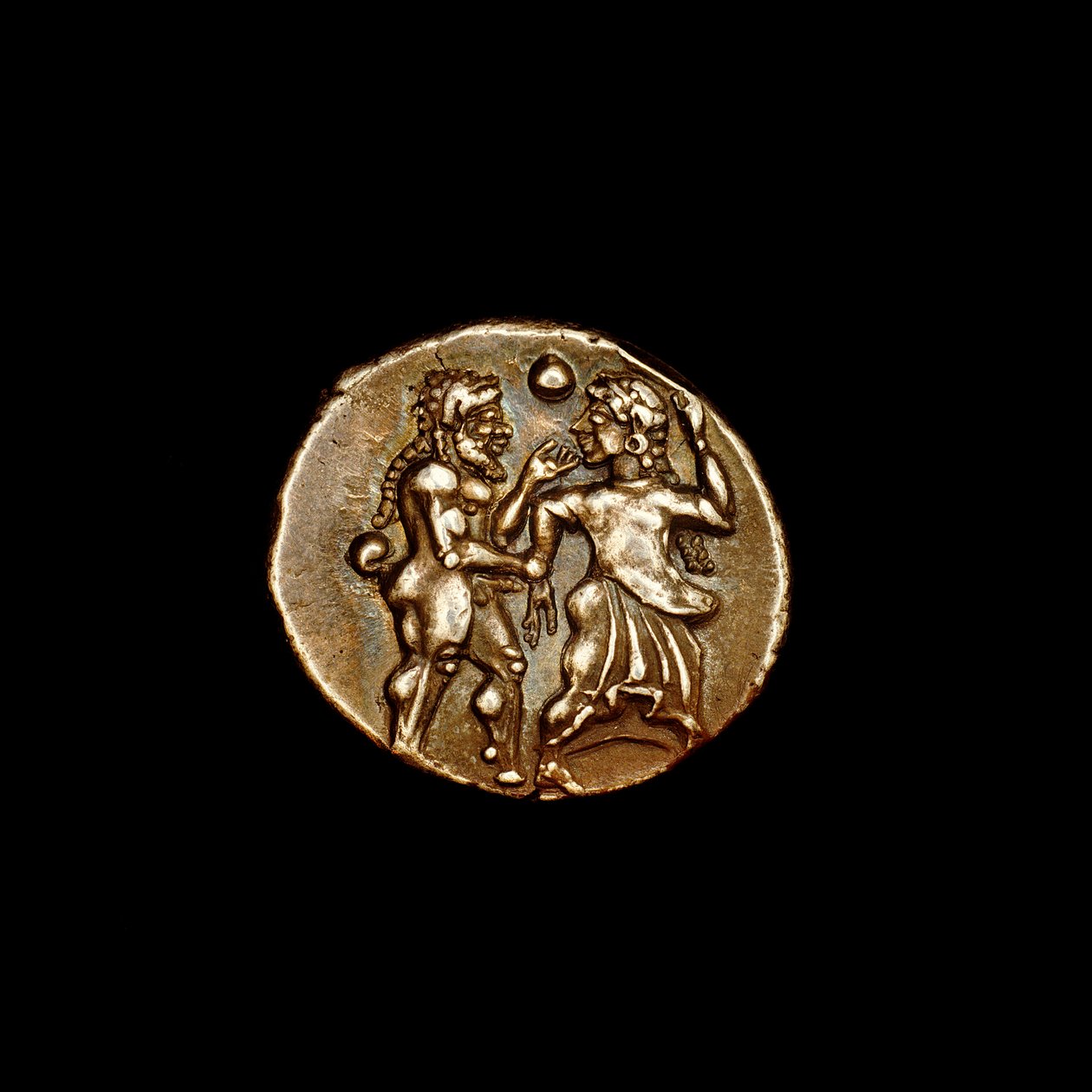 ステーター銀貨、古代ギリシア、トラキア・タソス沖の島々、紀元前500年 バッカンツに興じる人々が精巧に描かれた、古典古代の重要な傑作（写真） 作： 無名の画家